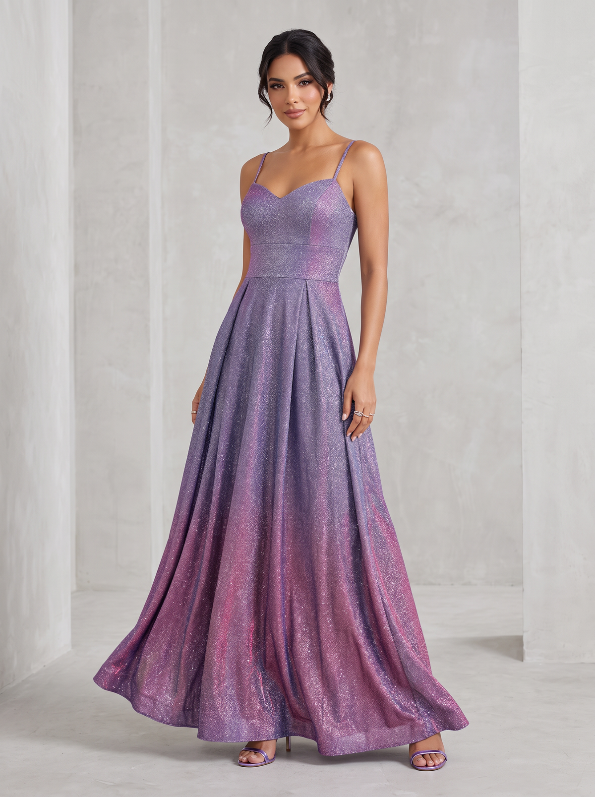 Vestido Glitter Corsé Degradé lila - vista frontal