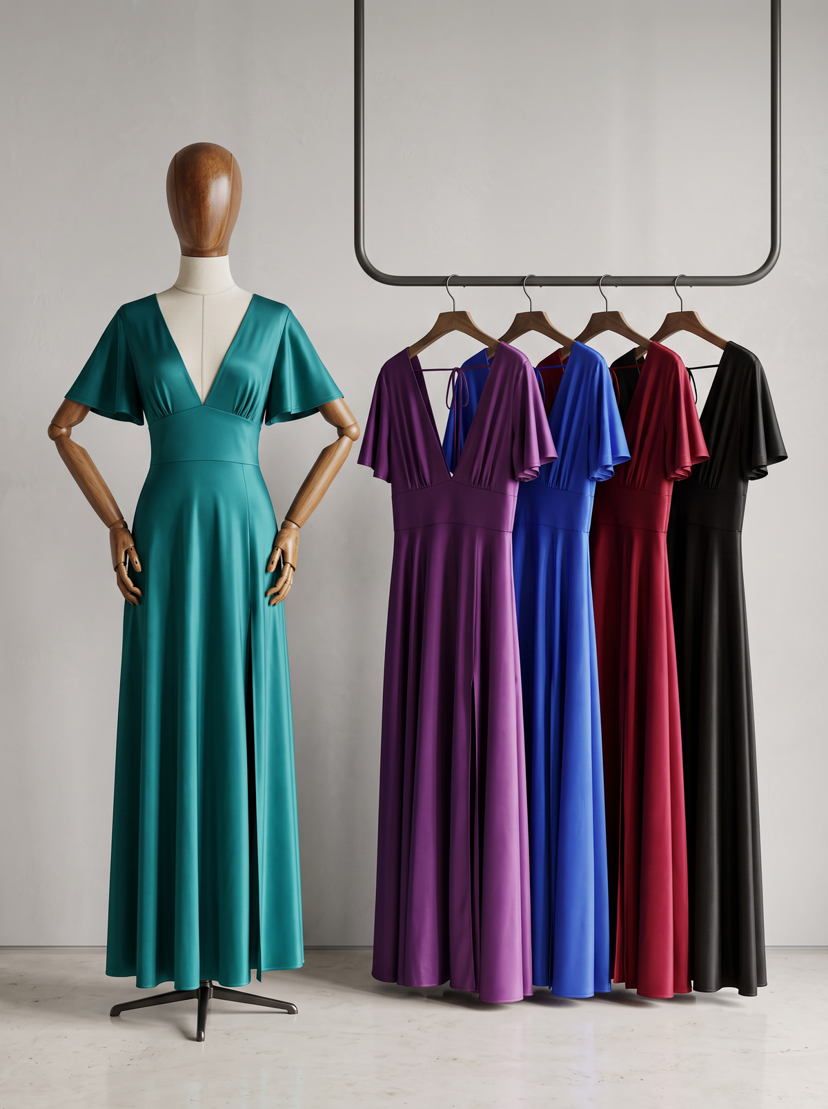 VESTIDO SATÉN CUELLO “V”