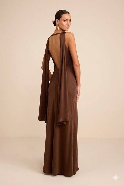 VESTIDO CUELLO ESCOTE CASCADA